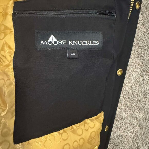 Moose Knuckle Gold Series Bomber Jacket Large Black $1500 - Picture 3 of 4